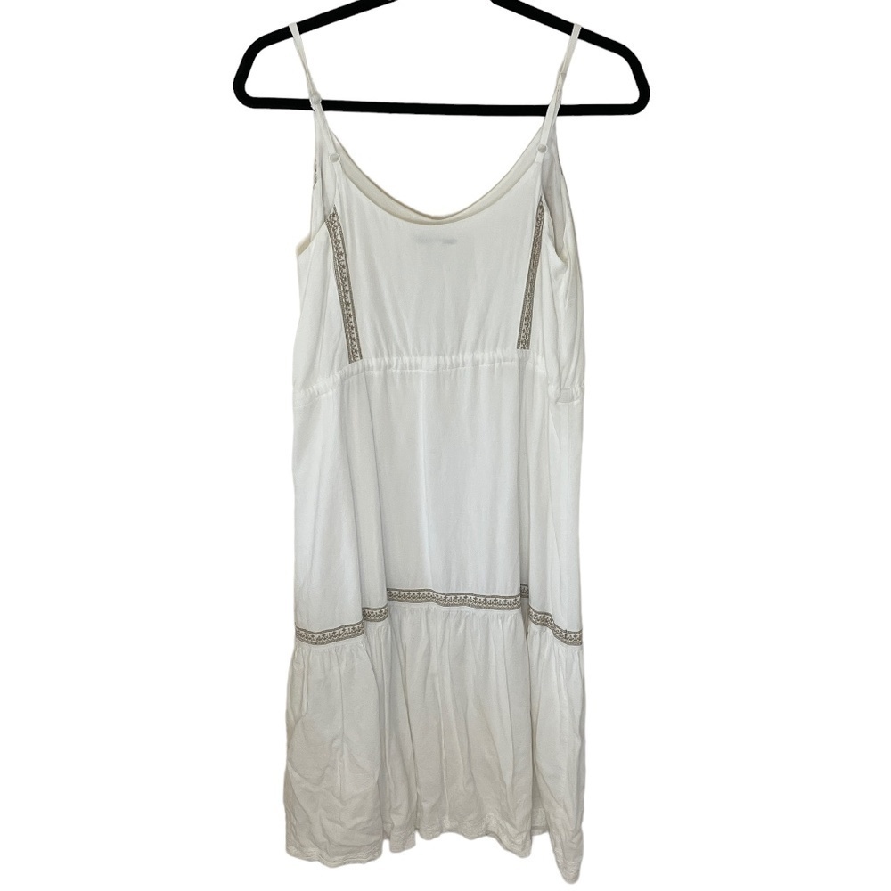 Frank and Oak White Embroidered Cami Midi Linen Blend Dress SZ Small - Picture 9 of 14